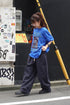 リネン混ストライプラフパンツ